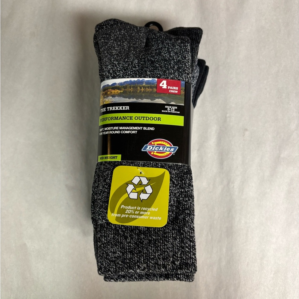 New Dickies Socks Men’s 4 Pair Performance Outdoor Mid-Weight Casual Dark Gray